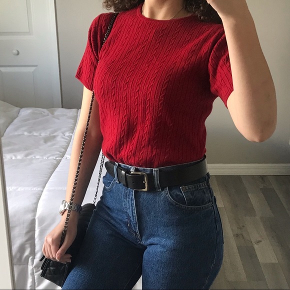 SOLD / LIZ • cable knit short sleeve sweater - Picture 2 of 7